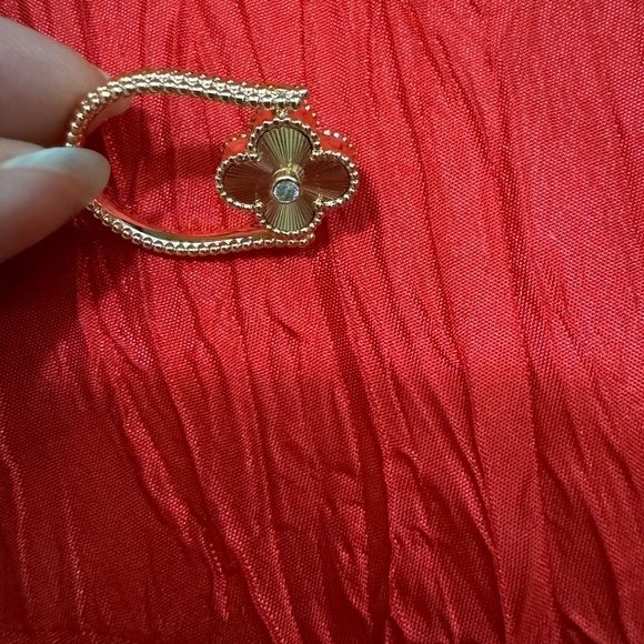 Clover carnelian two sided flip ring 925 silver 18k rose gold plated size 8 - Picture 6 of 12